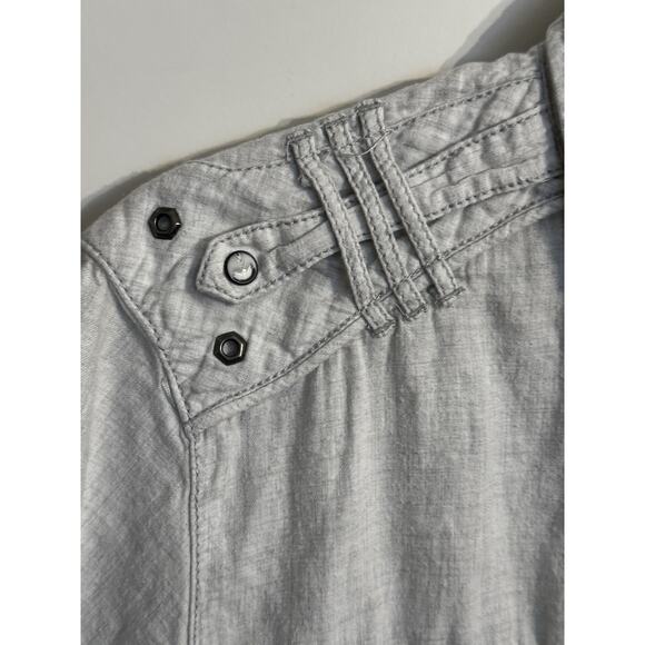 Buckle Black Label No 48 gray Athletic Fit snap button up Sz L Moto Biker - Picture 4 of 9